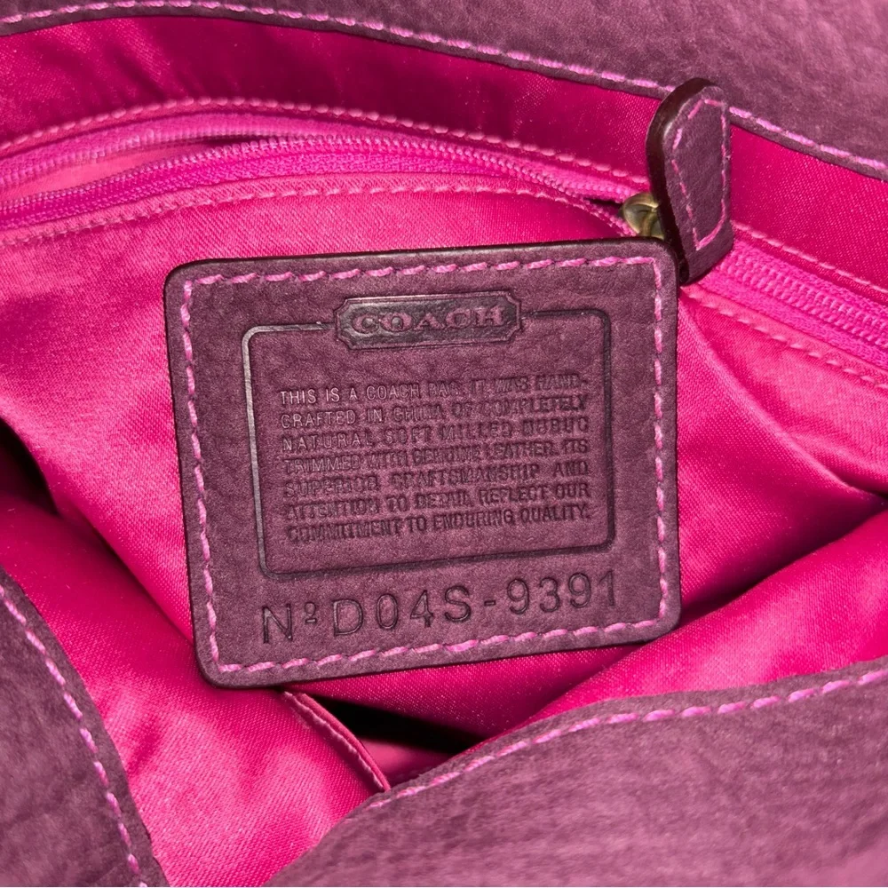 Vintage Coach Satchel Suede Purple Plum Handbag Hobo - Picture 6 of 11